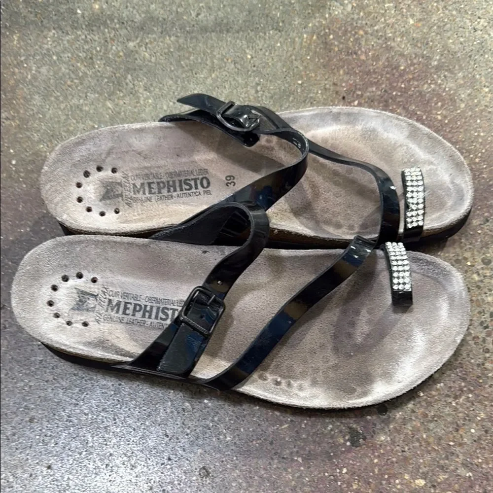 Mephisto Black Sandals Comfortable Slip-On